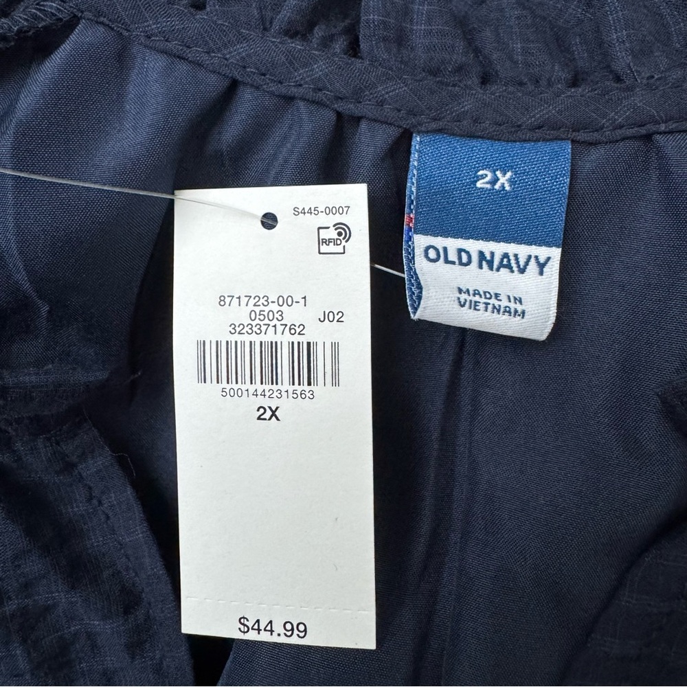 Old Navy Womens Dress Size 2X Blue Tiered Boho V Neck Long Sleeves Flowy NWT - Picture 2 of 15